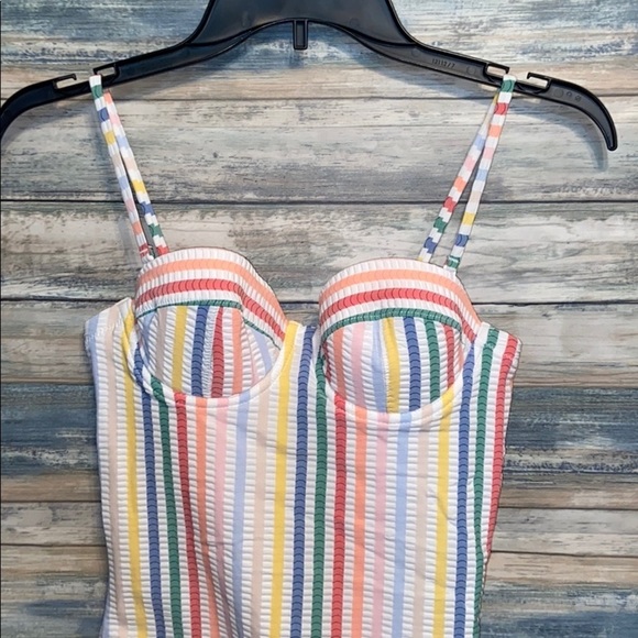 J. Crew one piece rainbow stripe size 2 swimsuit - Picture 5 of 7